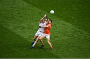 5 August 2017; Aidan McCrory of Tyrone in action against James Morgan of Armagh during the GAA Football All-Ireland Senior Championship Quarter-Final match between Tyrone and Armagh at Croke Park in Dublin. Photo by Daire Brennan/Sportsfile