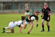 5 August 2017; Doireann Hughes of Mayo in action against Rachel Reidy of Kildare during the TG4 All Ireland Senior Championship - Qualifier 4 match between Mayo and Kildare at Duggan Park in Ballinasloe, Co. Galway. Photo by Diarmuid Greene/Sportsfile