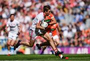 5 August 2017; Conall McCann of Tyrone is tackled by Stefan Campbell of Armagh during the GAA Football All-Ireland Senior Championship Quarter-Final match between Tyrone and Armagh at Croke Park in Dublin. Photo by Ramsey Cardy/Sportsfile