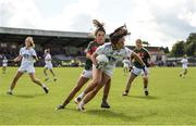5 August 2017; Grace Clifford of Mayo in action against Niamh Kelly of Kildare during the TG4 All Ireland Senior Championship - Qualifier 4 match between Mayo and Kildare at Duggan Park in Ballinasloe, Co. Galway. Photo by Diarmuid Greene/Sportsfile