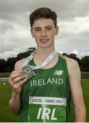 5 August 2017; Cian McPhillips, Ireland, winner of the Under 16 Boy's 800m event, during the Celtic Games Track and Field at Morton Stadium in Santry, Dublin. Photo by Tomás Greally/Sportsfile