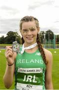 5 August 2017; Lauren Roy, Ireland, winner of the Under 18 Girl's 100m event, during the Celtic Games Track and Field at Morton Stadium in Santry, Dublin. Photo by Tomás Greally/Sportsfile