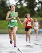 5 August 2017; Miriam Daly, Ireland, approaches the line to win the Under 18 Girl's 400m event, during the Celtic Games Track and Field at Morton Stadium in Santry, Dublin. Photo by Tomás Greally/Sportsfile