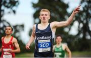 5 August 2017; Sam Brown of Scotland celebrates winning the Under 18 Boy's 1500m event, during the Celtic Games Track and Field at Morton Stadium in Santry, Dublin. Photo by Tomás Greally/Sportsfile