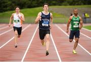 5 August 2017; Fraser Angus of Scotland, centre, on his way to winning the Under 18 Boy's 200m event, during the Celtic Games Track and Field at Morton Stadium in Santry, Dublin. Photo by Tomás Greally/Sportsfile