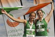 5 August 2017; Irelands Ciara Kennelly, left, winner of the Under 16 Girl's High Jump event and right, Daena Kealy of Ireland, winner of the Under 18 Girl's High Jump event, during the Celtic Games Track and Field at Morton Stadium in Santry, Dublin. Photo by Tomás Greally/Sportsfile