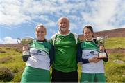 5 August 2017; Poc Fada sponsor Martin Donnelly of MD Sport with camogie winners, Susan Earner of Galway, senior event, left, and Molly Lynch of Cork, U16 event, at the 2017 M Donnelly GAA All-Ireland Poc Fada Finals in the Annaverna Mountain, Ravensdale, Co Louth. Photo by Piaras Ó Mídheach/Sportsfile