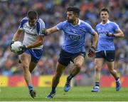 5 August 2017; Drew Wylie of Monaghan in action against Cian O’Sullivan of Dublin during the GAA Football All-Ireland Senior Championship Quarter-Final match between Dublin and Monaghan at Croke Park in Dublin. Photo by Ramsey Cardy/Sportsfile