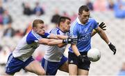5 August 2017; Dean Rock of Dublin is tackled by Colin Walshe, left, and Drew Wylie of Monaghan during the GAA Football All-Ireland Senior Championship Quarter-Final match between Dublin and Monaghan at Croke Park in Dublin. Photo by Ramsey Cardy/Sportsfile