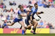 5 August 2017; Dean Rock of Dublin is tackled by Colin Walshe, left, and Drew Wylie of Monaghan during the GAA Football All-Ireland Senior Championship Quarter-Final match between Dublin and Monaghan at Croke Park in Dublin. Photo by Ramsey Cardy/Sportsfile