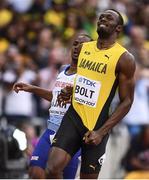 5 August 2017; Usain Bolt of Jamaica after finishing second in the semi-final of the Men's 100m event during day two of the 16th IAAF World Athletics Championships at the London Stadium in London, England. Photo by Stephen McCarthy/Sportsfile