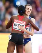 5 August 2017; Laura Muir of Great Britain and Faith Chepngetich Kipyegon of Kenya following the semi-final of the Women's 1500m event during day two of the 16th IAAF World Athletics Championships at the London Stadium in London, England. Photo by Stephen McCarthy/Sportsfile