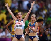 5 August 2017; Laura Weightman of Great Britain celebrates following the semi-final of the Women's 1500m event during day two of the 16th IAAF World Athletics Championships at the London Stadium in London, England. Photo by Stephen McCarthy/Sportsfile