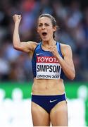 5 August 2017; Jennifer Simpson of the USA celebrates following her semi-final of the Women's 1500m event during day two of the 16th IAAF World Athletics Championships at the London Stadium in London, England. Photo by Stephen McCarthy/Sportsfile