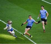 5 August 2017; Paul Mannion of Dublin, supported by team mate Michael Darragh Macauley, shoots past Colin Walshe of Monaghan and wide during the GAA Football All-Ireland Senior Championship Quarter-Final match between Dublin and Monaghan at Croke Park in Dublin. Photo by Ray McManus/Sportsfile