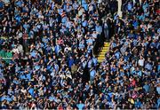 5 August 2017; Dublin supporters on Hill 16 cover their eyes from the sun during the GAA Football All-Ireland Senior Championship Quarter-Final match between Dublin and Monaghan at Croke Park in Dublin. Photo by Daire Brennan/Sportsfile