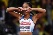 5 August 2017; Katarina Johnson-Thompson of Great Britain following the 200m of the Women's Heptathlon event during day two of the 16th IAAF World Athletics Championships at the London Stadium in London, England. Photo by Stephen McCarthy/Sportsfile