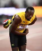 5 August 2017; Usain Bolt of Jamaica after the final of the Men's 100m event during day two of the 16th IAAF World Athletics Championships at the London Stadium in London, England. Photo by Stephen McCarthy/Sportsfile