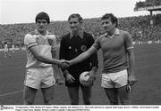 19 September 1982; Richie Connor, Offaly captain, left, Referee P.J. McGrath and Kerry captain John Egan. Kerry v Offaly, All-Ireland Football Final, Croke Park, Dublin. Picture credit; Connolly Collection/SPORTSFILE