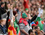 15 April 2012; Mayo supporters celebrate at the final whistle. Allianz Football League Division 1 Semi-Final, Kerry v Mayo, Croke Park, Dublin. Picture credit: Ray McManus / SPORTSFILE