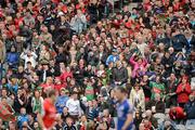 15 April 2012; Mayo supporters cheer after Richie Feeney scored Mayo's winning point in extra time. Allianz Football League Division 1 Semi-Final, Kerry v Mayo, Croke Park, Dublin. Picture credit: Brendan Moran / SPORTSFILE