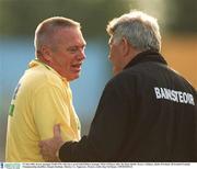 27 July 2002; Kerry manager Paidi O'Se, left, has a word with Kildare manager Mick O'Dwyer after the final whistle. Kerry v Kildare, Bank of Ireland All-Ireland Football Championship Qualifier, Semple Stadium, Thurles, Co. Tipperary. Picture credit; Ray McManus / SPORTSFILE