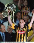 5 May 2002; Andy Comerford, Kilkenny captain, lifts the cup after victory over Cork. Kilkenny v Cork, Allianz National hurling League Final Division 1, Semple Stadium, Thurles, Co. Tipperary. Picture credit; Damien Eagers / SPORTSFILE