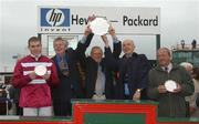 31 July 2002; Winning jockey Keith Hadnett pictured with the owners Gerry McMahon, Martin Cuddy, Hugh Breddon and trainer Michael Hourigan after winning the Hewlett-Packard Galway Plate. Galway Races, Ballybrit, Co. Galway. Horse Racing. Picture credit; Matt Browne / SPORTSFILE*EDI*