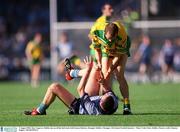 5 August 2002; Ray Cosgrove, Dublin, has an off the ball clash with Eamon Doherty, Donegal. Dublin v Donegal, All Ireland Football Quarter - Final, Croke Park, Dublin. Picture credit; Damien Eagers / SPORTSFILE