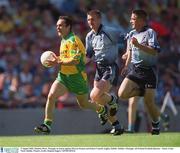 5 August 2002; Damien Diver, Donegal, in action against Darren Homan and Senan Connell, (right), Dublin. Dublin v Donegal, All Ireland Football Quarter - Final, Croke Park, Dublin. Picture credit; Damien Eagers / SPORTSFILE
