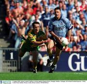 5 August 2002; Senan Connell, Dublin, in action against Damien Diver, Donegal. Dublin v Donegal, All Ireland Football Quarter - Final, Croke Park, Dublin. Picture credit; Brian Lawless / SPORTSFILE