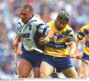 11 August 2002; David Forde, Clare, in action against Peter Queally, Waterford. Clare v Waterford, All Ireland Hurling Semi - Final, Croke Park, Dublin. Picture credit; Damien Eagers / SPORTSFILE