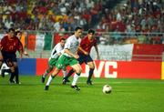 16 June 2002; Robbie Keane, Republic of Ireland  takes a penalty kick, FIFA World Cup Finals, Group E, Republic of Ireland v Spain, Suwon World Cup stadium, Korea. Cup2002. Soccer. Picture credit; David Maher / SPORTSFILE *EDI*