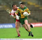 16 June 2002; John Gildea, Donegal, in action against Anthony Tohill, Derry. Donegal v Derry, Ulster Football Championship semi-final, St. Tighearnach's Park, Clones, Co. Monaghan. Picture credit; Damien Eagers / SPORTSFILE