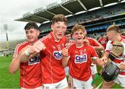 6 July 2017; Cork's Colin O'Brien, centre, celebrates following the All Ireland U17 Hurling Championship Final match between Dublin and Cork at Croke Park in Dublin. Photo by Ramsey Cardy/Sportsfile