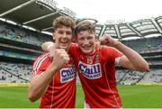 6 July 2017; Seán O'Sullivan, left, and Colin O'Brien of Cork celebrate after the All-Ireland U17 Hurling Championship Final match between Dublin and Cork at Croke Park in Dublin. Photo by Piaras Ó Mídheach/Sportsfile