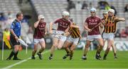 6 August 2017; John Fleming of Galway in action against Niall Brassil of Kilkenny during the Electric Ireland GAA Hurling All-Ireland Minor Championship Semi-Final match between Kilkenny and Galway at Croke Park in Dublin. Photo by Piaras Ó Mídheach/Sportsfile