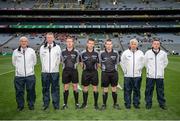 6 July 2017; Referee John Keane with his fellow officials and his umpires before the All-Ireland U17 Hurling Championship Final match between Dublin and Cork at Croke Park in Dublin. Photo by Ray McManus/Sportsfile