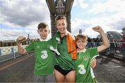 6 August 2017; Claire McCarthy of Ireland with her children Hayden, age 12, and Jordan, age 10, after competing in the Women's Marathon event during day three of the 16th IAAF World Athletics Championships at Tower Bridge in London, England. Photo by Stephen McCarthy/Sportsfile