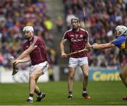 6 August 2017; Joe Canning of Galway, under pressure from Niall O'Meara of Tipperary, hits over what proved to be the winning point in the last minute of the Hurling All-Ireland Senior Championship Semi-Final match between Galway and Tipperary at Croke Park in Dublin. Photo by Ray McManus/Sportsfile