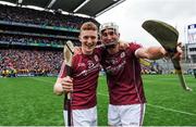 6 August 2017; Greg Lally, left, and Jason Flynn of Galway celebrate following the GAA Hurling All-Ireland Senior Championship Semi-Final match between Galway and Tipperary at Croke Park in Dublin. Photo by Sam Barnes/Sportsfile