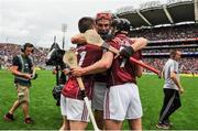6 August 2017; Adrian Tuohy, centre, celebrates with Eanna Burke and Aidan Harte of Galway following the GAA Hurling All-Ireland Senior Championship Semi-Final match between Galway and Tipperary at Croke Park in Dublin. Photo by Sam Barnes/Sportsfile