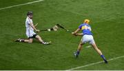 6 August 2017; Colm Callanan of Galway saves a shot from Séamus Callanan of Tipperary during the GAA Hurling All-Ireland Senior Championship Semi-Final match between Galway and Tipperary at Croke Park in Dublin. Photo by Daire Brennan/Sportsfile