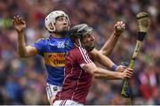6 August 2017; Padraig Mannion of Galway is tackled by Niall O'Meara of Tipperary during the GAA Hurling All-Ireland Senior Championship Semi-Final match between Galway and Tipperary at Croke Park in Dublin. Photo by Ramsey Cardy/Sportsfile