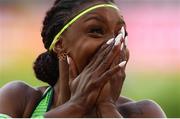 6 August 2017; Rosangela Santos of Brazil reacts after she finished second in the Women's 100 Metres Semi Final during day three of the 16th IAAF World Athletics Championships at the London Stadium in London, England. Photo by Stephen McCarthy/Sportsfile
