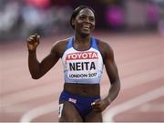 6 August 2017; Daryll Neita of Great Britain reacts following her Women's 100 Metres Semi Final during day three of the 16th IAAF World Athletics Championships at the London Stadium in London, England. Photo by Stephen McCarthy/Sportsfile