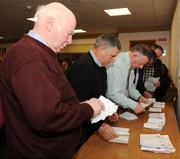18 April 2012; Tellers counting the voting papers proposing the motion by the executive committee to have Seamus McEnaney sacked as Meath Senior Football team manager. Meath County Board Meeting, Arus Tailteann, Pairc Tailteann, Navan, Co. Meath. Photo by Sportsfile