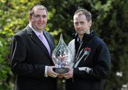 20 April 2012; In attendance at the FAI Matchday Management Team of the Year 2011 is winner of the award Robbie Kelleher, left, Cork City FC Event Controller, with Michael Ring, Cork City FC Chairman. FAI Matchday Management Team of the Year 2011, Silver Springs Moran Hotel, Tivoli, Cork. Picture credit: Matt Browne / SPORTSFILE