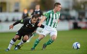 20 April 2012; John Mulroy, Bray Wanderers, in action against Chris Turner, Shamrock Rovers. Airtricity League Premier Division, Bray Wanderers v Shamrock Rovers, Carlisle Grounds, Bray, Co. Wicklow. Photo by Sportsfile