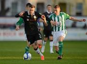 20 April 2012; Gary McCabe, Shamrock Rovers, in action against Dean Zambra, Bray Wanderers. Airtricity League Premier Division, Bray Wanderers v Shamrock Rovers, Carlisle Grounds, Bray, Co. Wicklow. Photo by Sportsfile